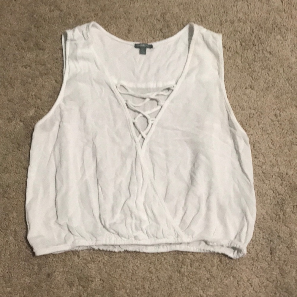 white pullover crop top.